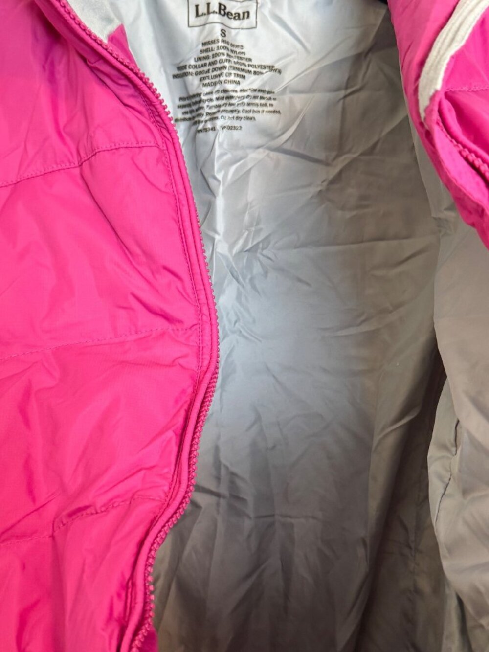 L.L. Bean Womens Small Goose Down Puffer Jacket Pink Winter Coat - Picture 4 of 8